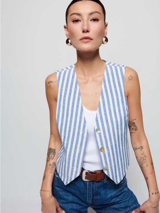 Nation LTD Tops - Nation LTD Blue and White Striped Top